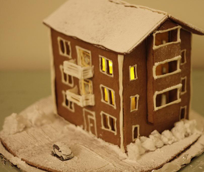 Pepparkakshus snölandskap